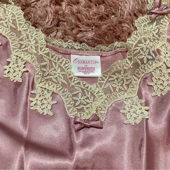 Vintage Enchanting Coquette Pink and Cream Lace Fairycore Fairy Slip Size Large - Picture 5 of 12